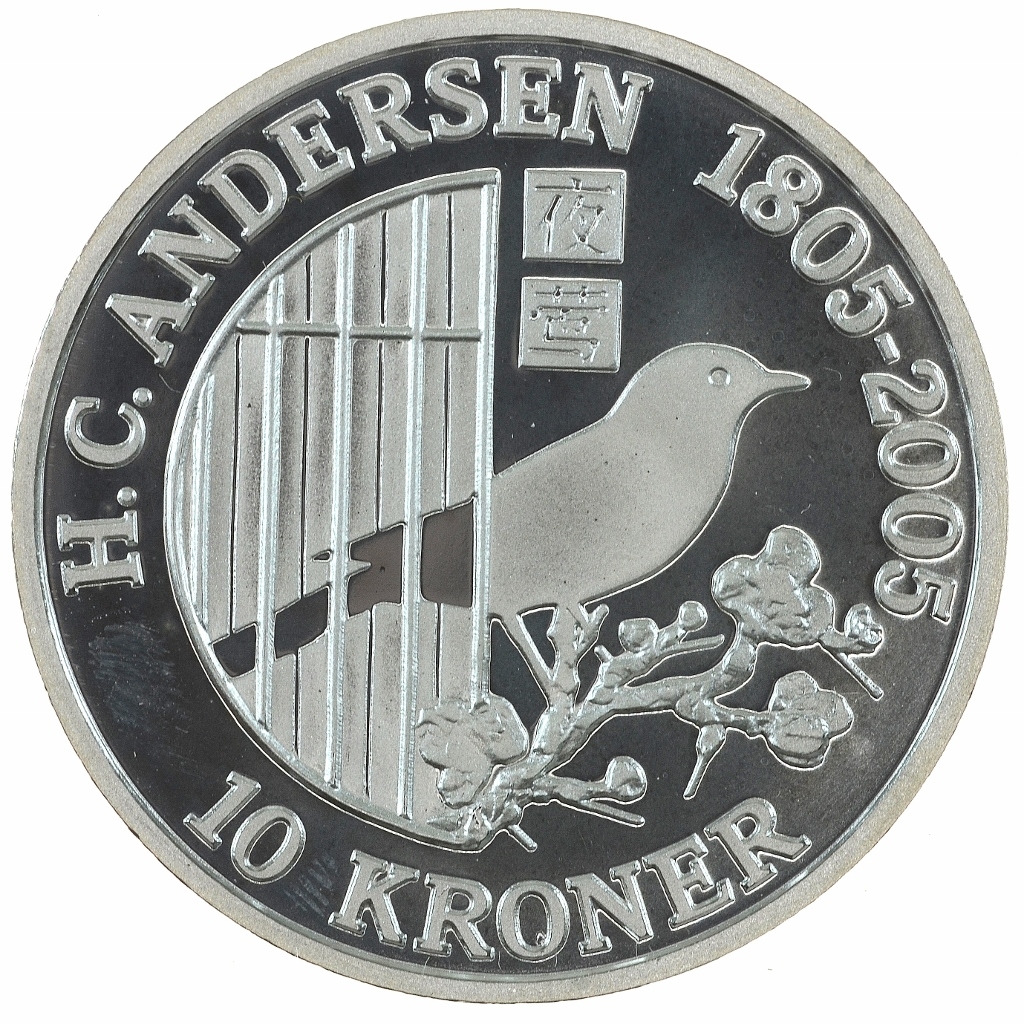 10-kroner - H.C. Andersen 200 år - "Nattergalen" - i original æske