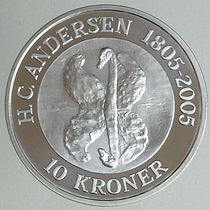 10-kroner - H.C. Andersen 200 år - "Den grimme ælling" - i original æske