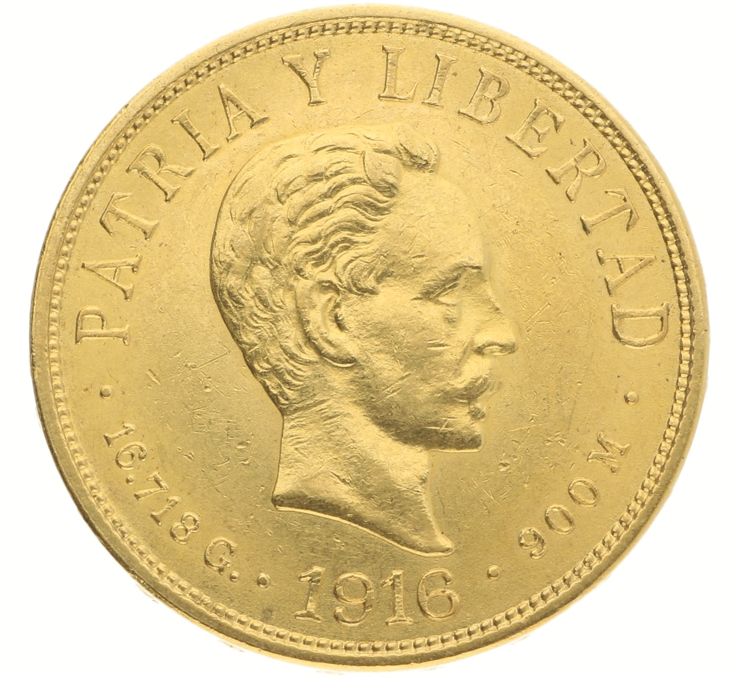 10 Pesos - Cuba - 1916 - GOLD