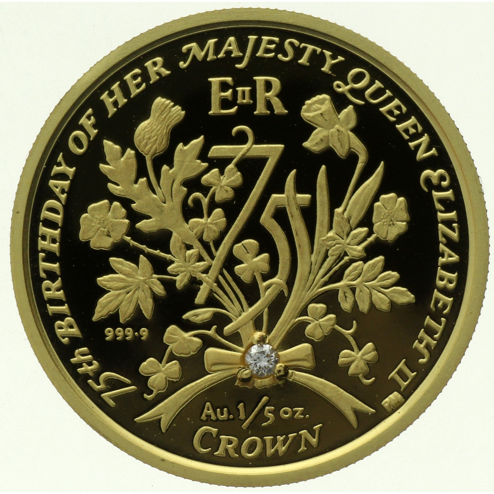 Isle of Man - 1/5 crown - 2001 - Queen Elizabeth II - with a diamond