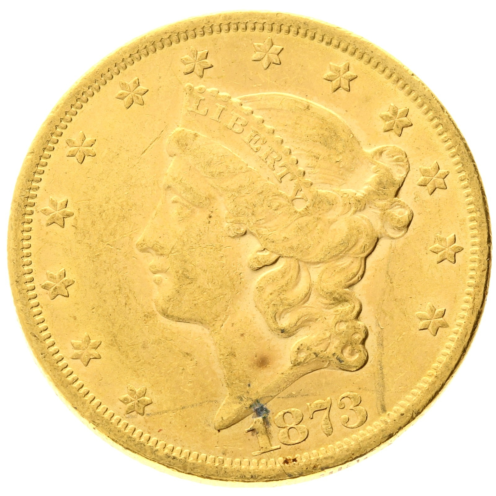 USA - 20 dollars 1873 - Open 3 - Liberty head
