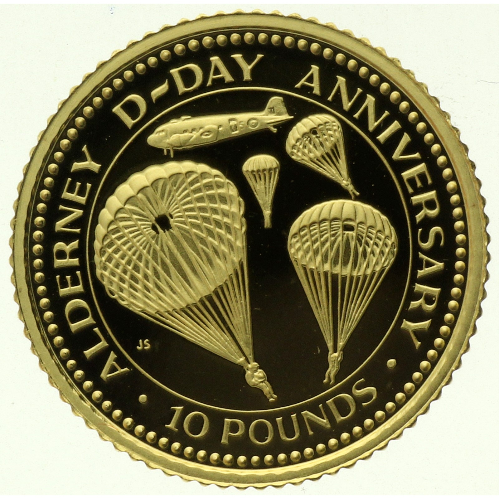 Alderney - 10 Pounds - 1994 -  Elizabeth II - D-Day - 1/10oz