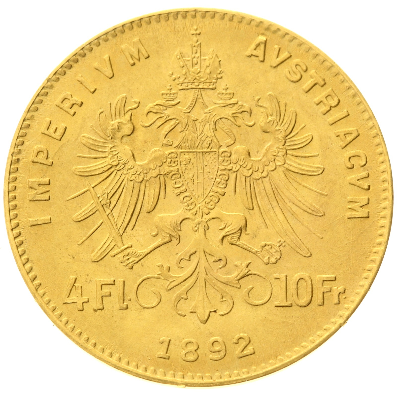 Austria - 4 florins / 10 francs - 1892 - Franz Joseph I - RESTRIKE