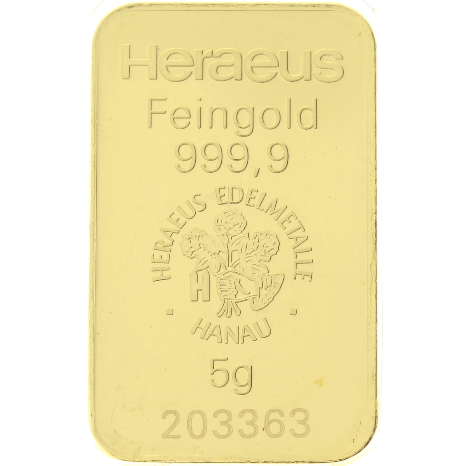 Heraeus - 5 gram fine gold - Bar 