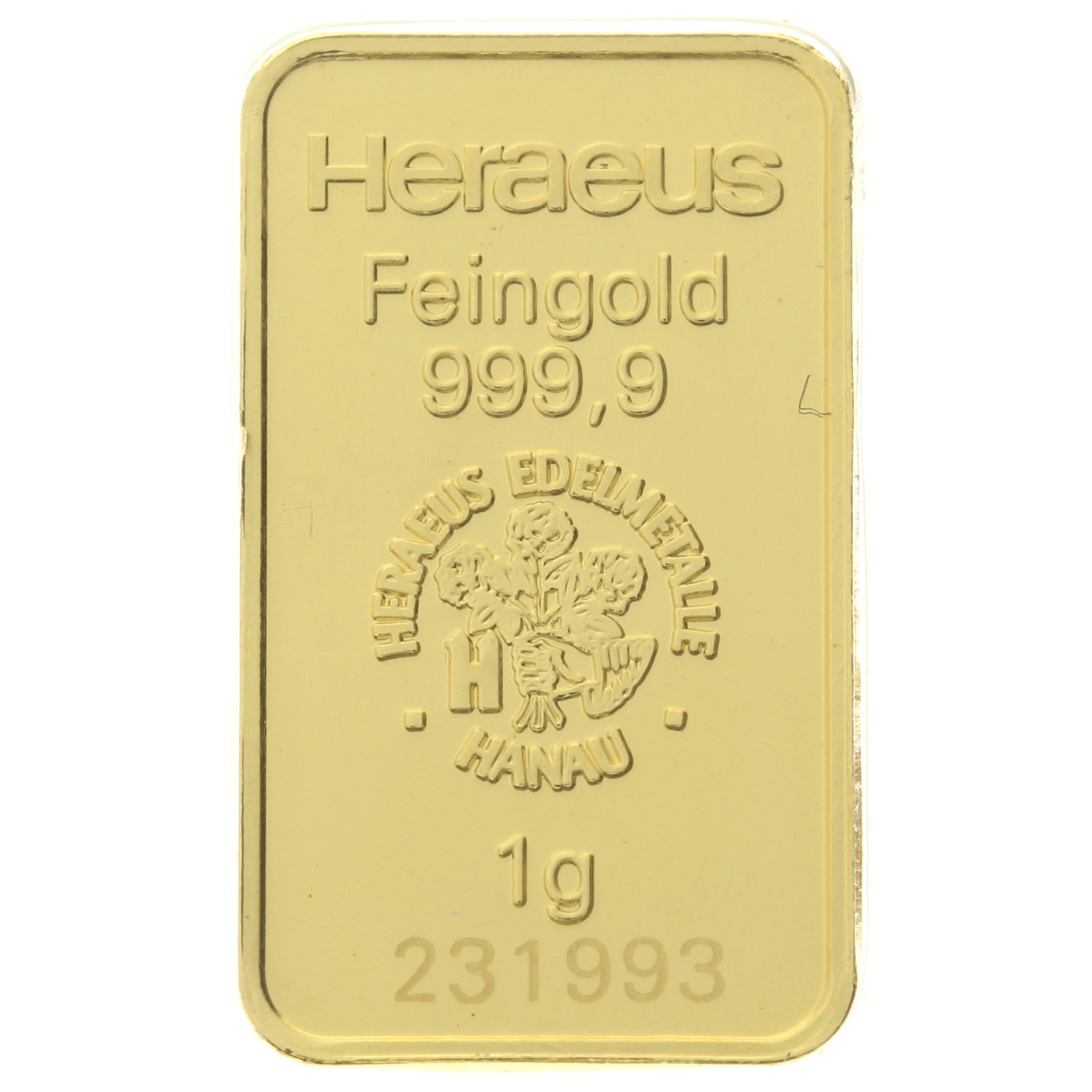 Heraeus - 1 gram fine gold - Bar