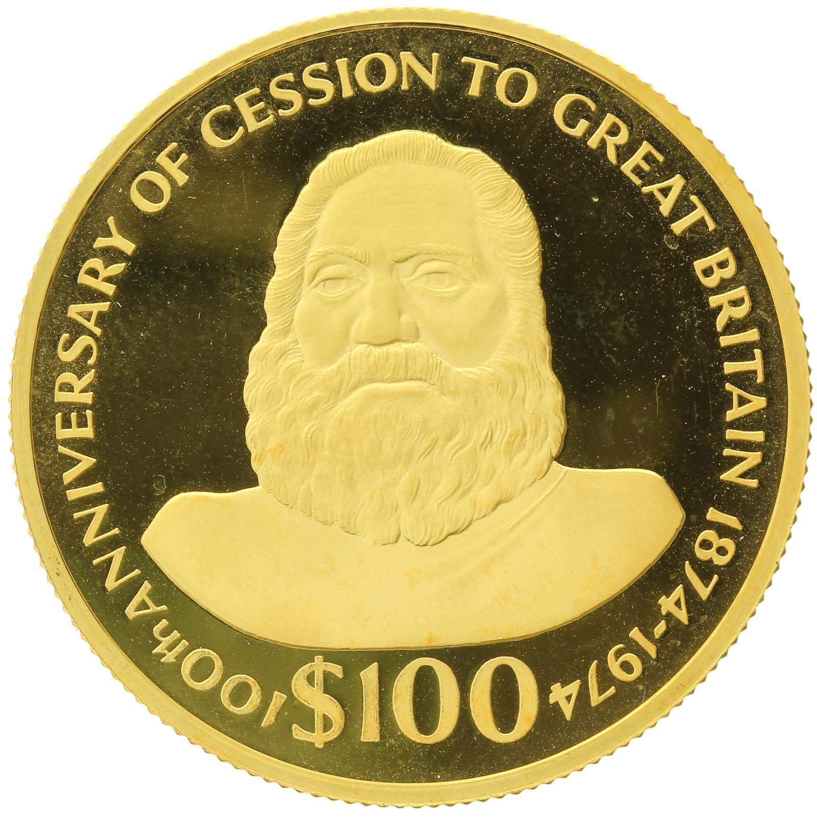 Fiji - 100 Dollars - 1974 - Elizabeth II - Centenary of Cession - 1/2oz