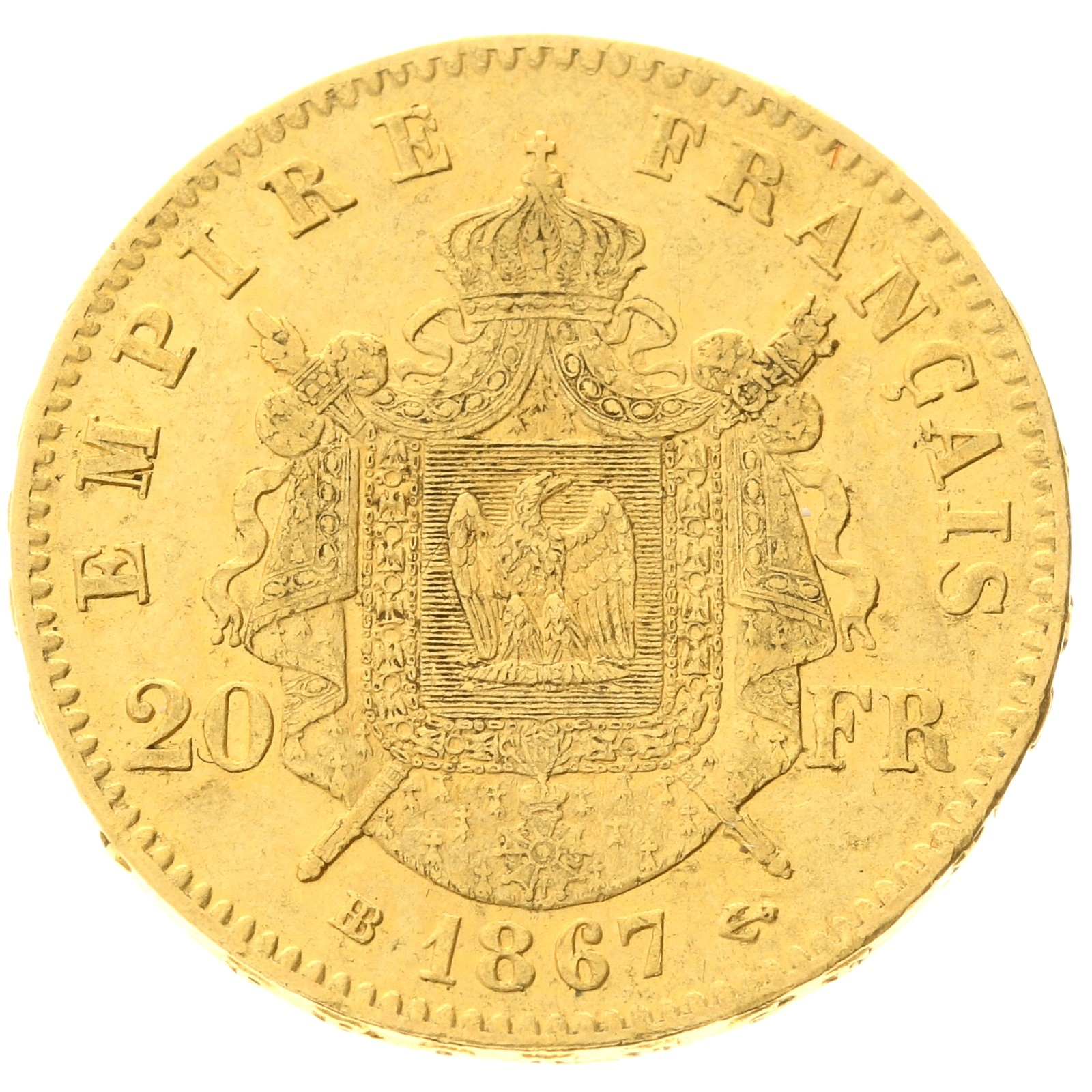 France - 20 francs - 1867 - BB - Napoleon III
