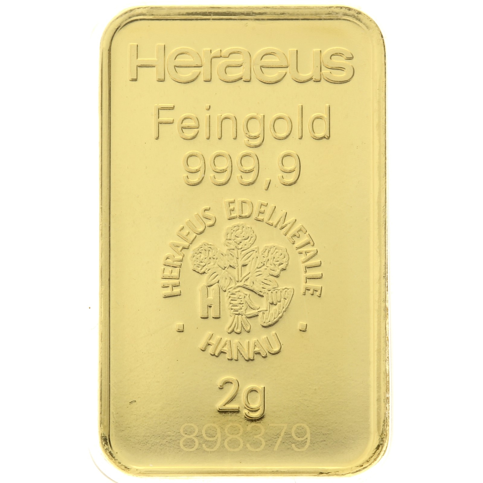 Heraeus - 2 gram fine gold - Bar 
