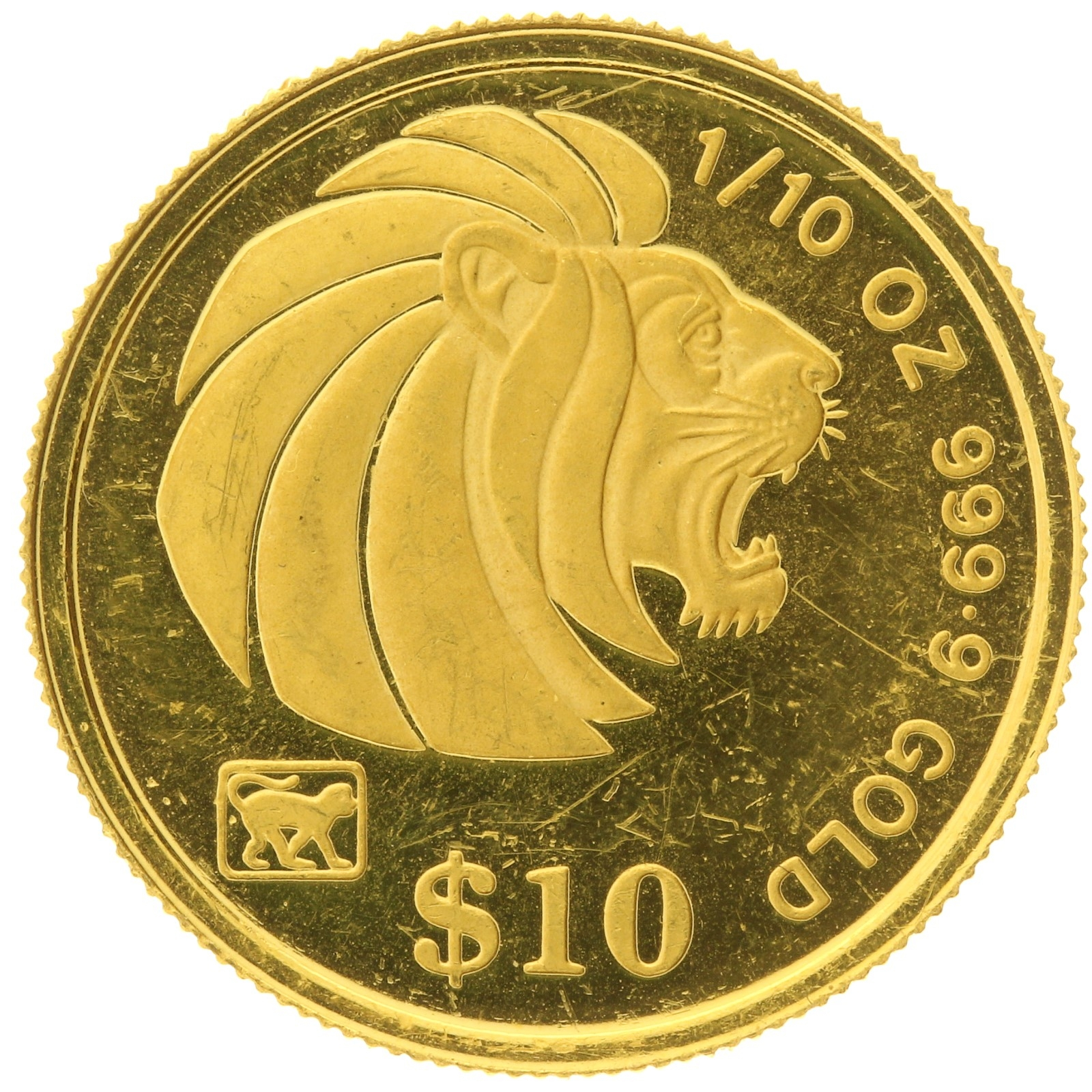 Singapore - 10 dollars - 1992 - Lion - 1/10oz
