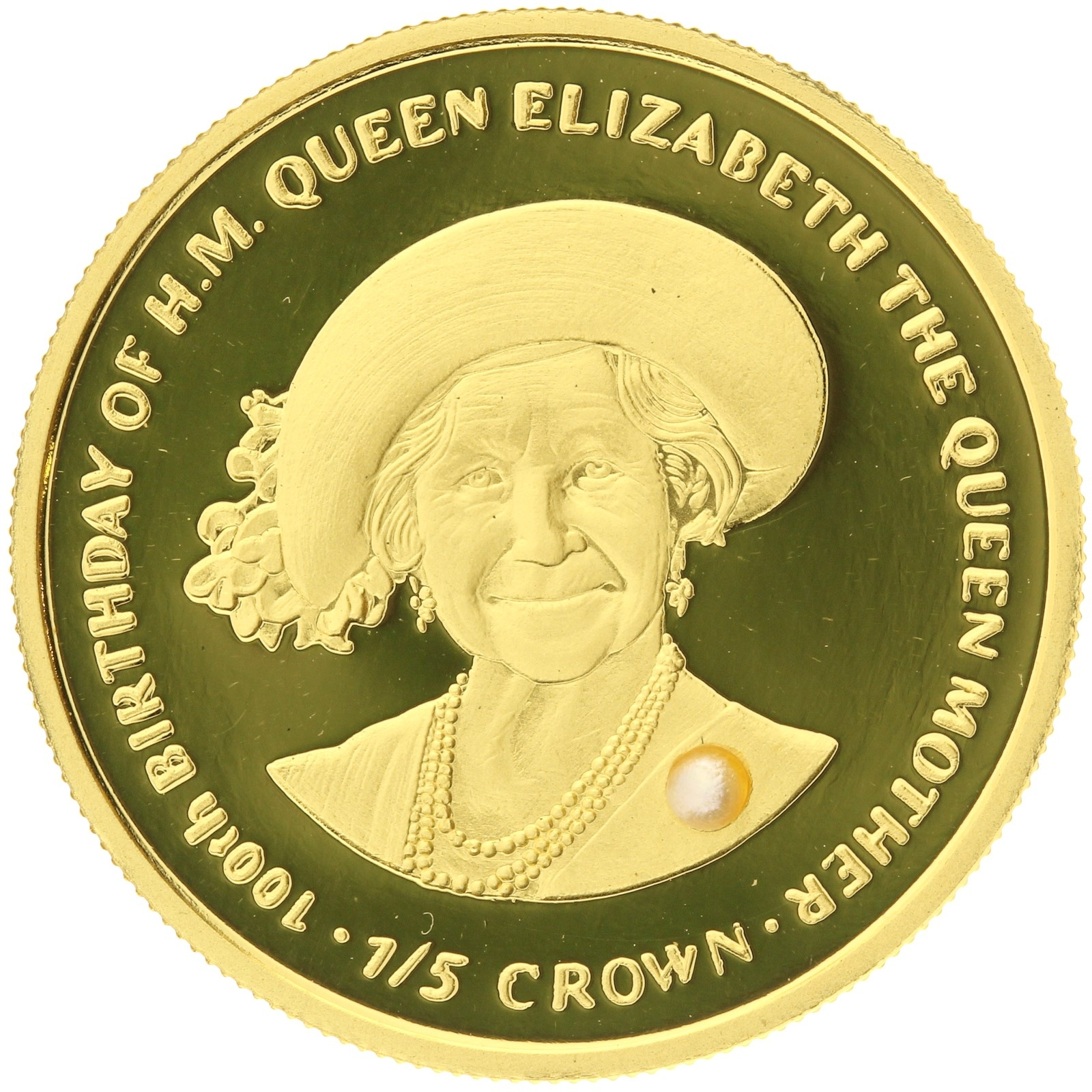 Isle of man - ⅕ Crown - 2000 - 100th Birthday of the Queen Mother - 1/5oz