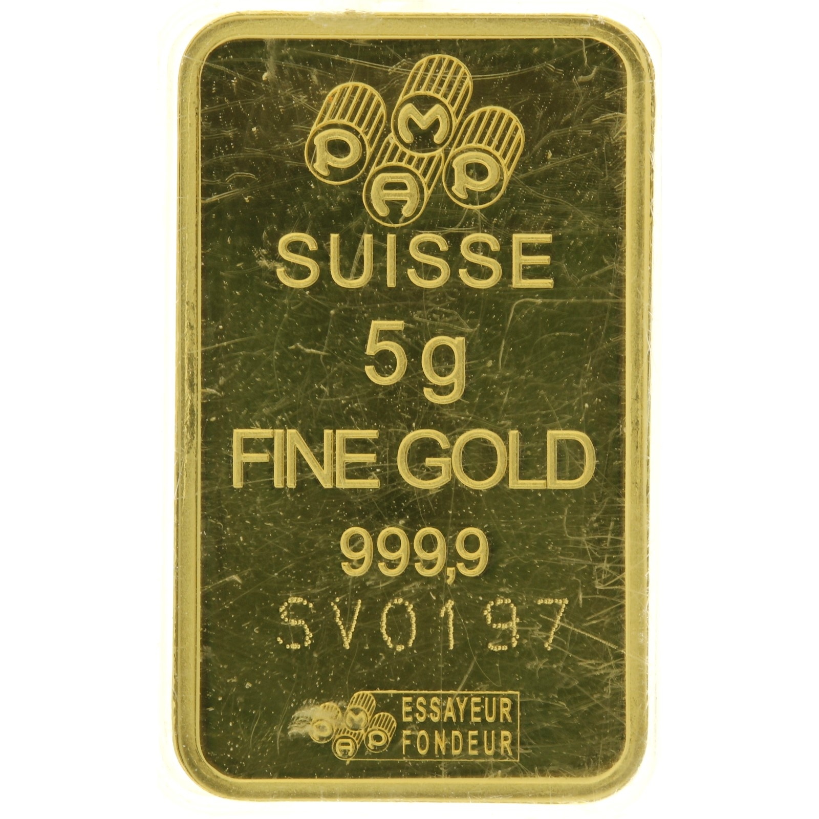 PAMP - 5 gram fine gold - bar - Canada 1896