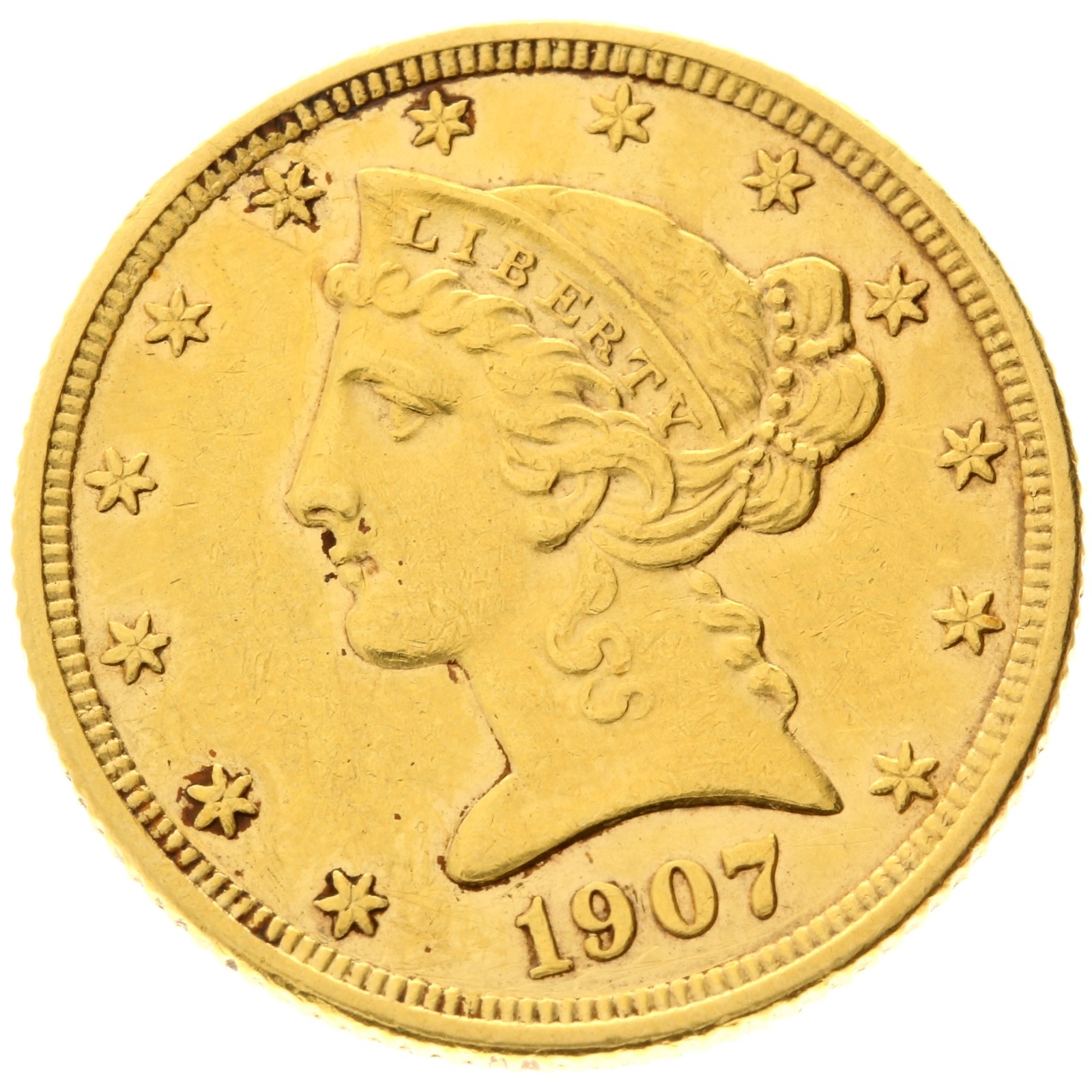USA - 5 dollars - 1907 - D - Liberty / Coronet Head 
