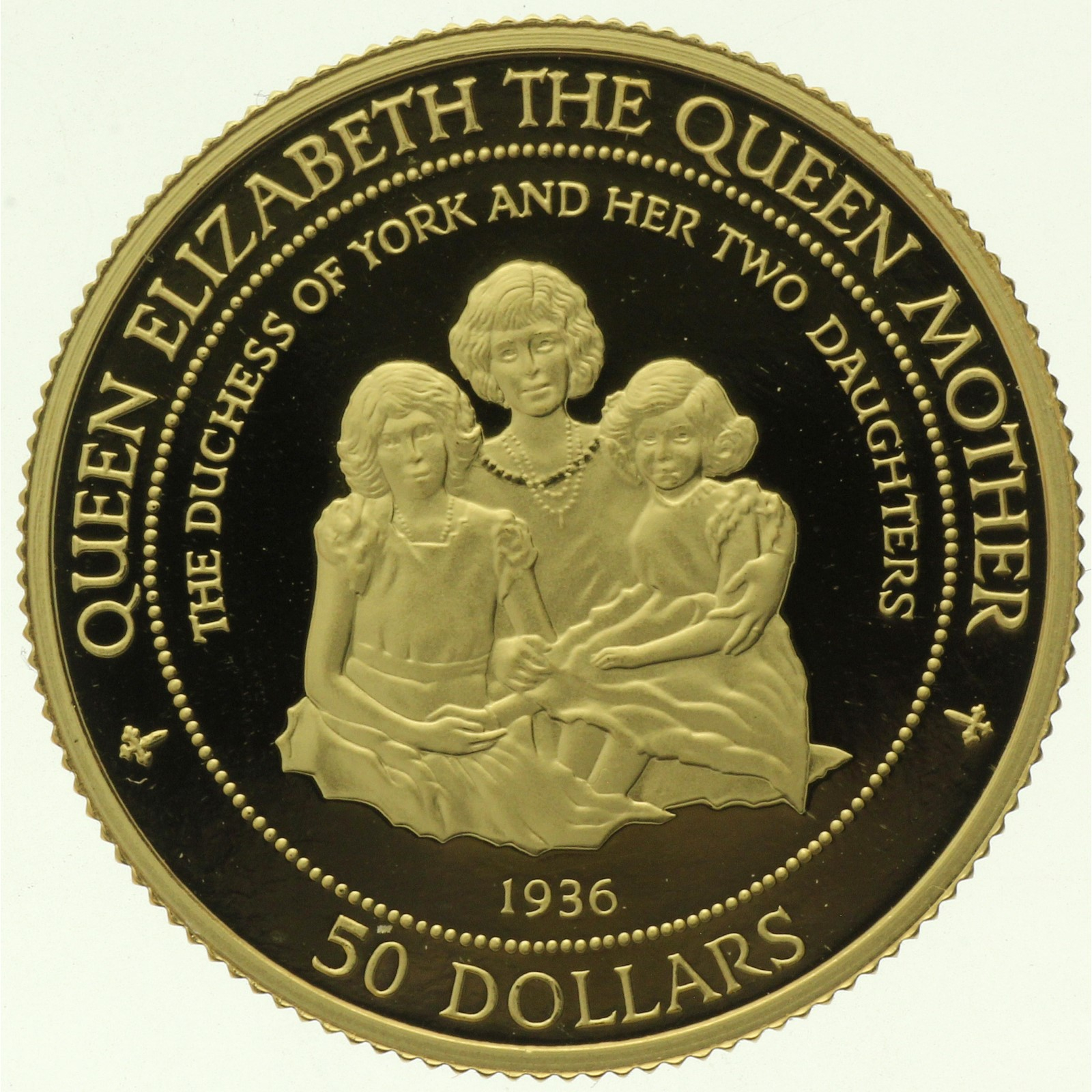 Cook Islands - 50 dollars - 1995  - Queen mother and her Daughters Elizabeth & Margaret